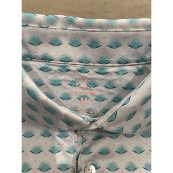 Rhoback Mens Medium The Agave Tequilla Print Pattern Golf Polo Shirt Multicolor - Picture 3 of 7